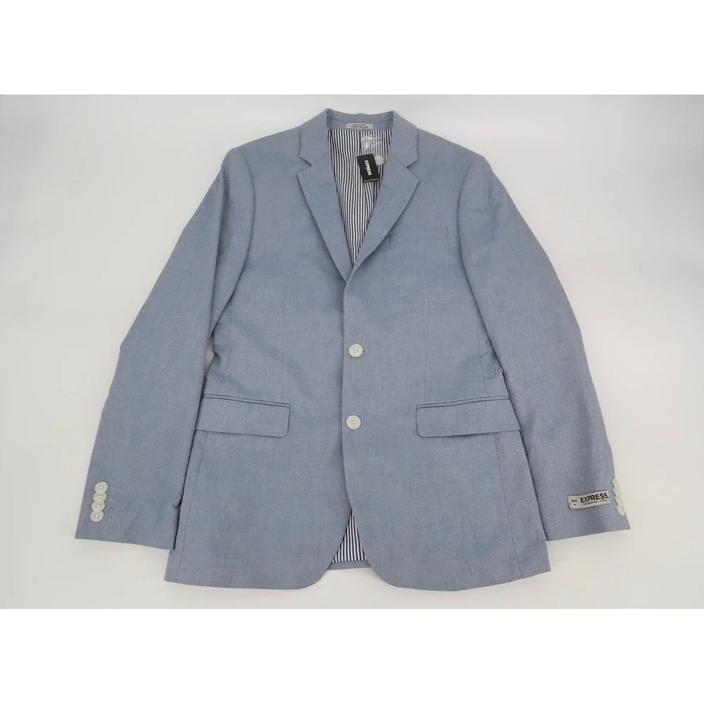 Express Blazer Mens 36R Blue Nailhead Photographer Fitted Suit Jacket NEW‎